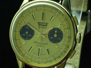 Thumbnail von Walux Geneve Gold Mantel / Edelstahl Handaufzug Chronograph Herrenuhr </h1>