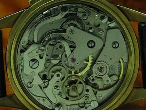 Thumbnail von Walux Geneve Gold Mantel / Edelstahl Handaufzug Chronograph Herrenuhr </h1>
