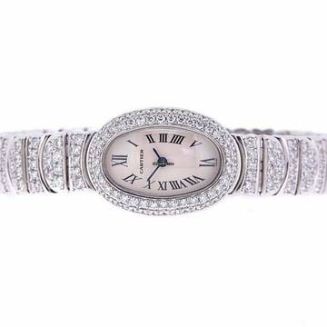  Cartier Baignoire Mini 18mm 18K White Gold ~5TCW Watch </h1> 