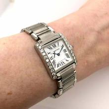 Thumbnail von Cartier Tank Française Quartz 20mm Steel 0.80TCW DIAMOND Watch </h1>