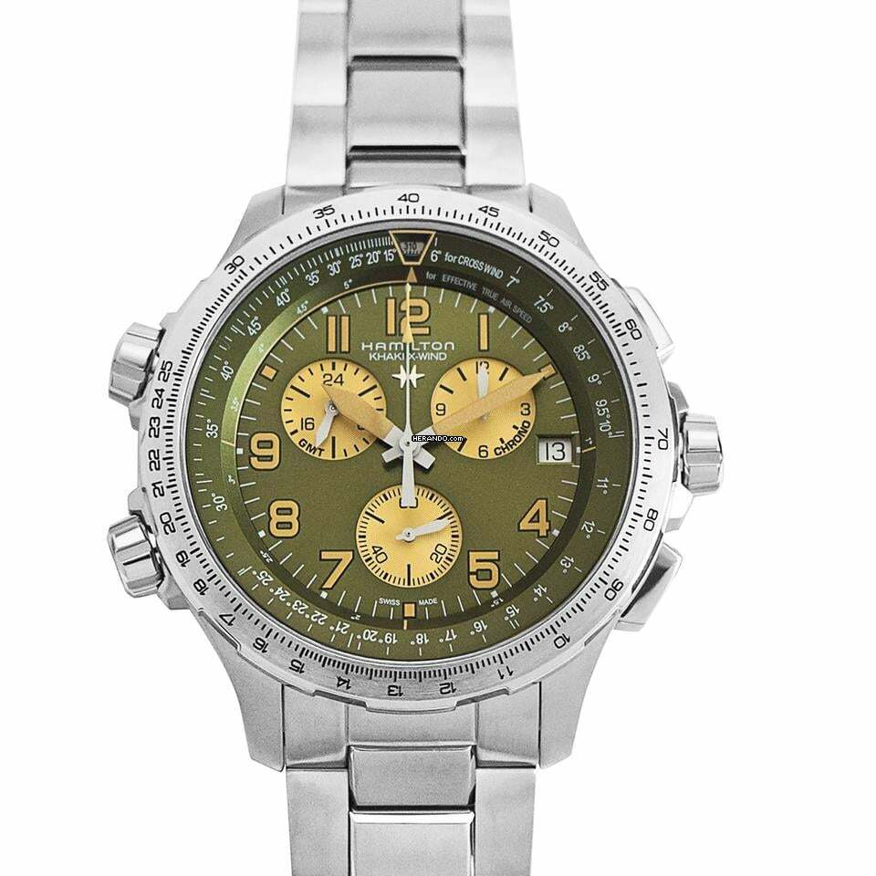 Hamilton Khaki Aviation H77932160 - Khaki Aviation Quartz Green Dial Stainless Steel Men's Watch </h1>