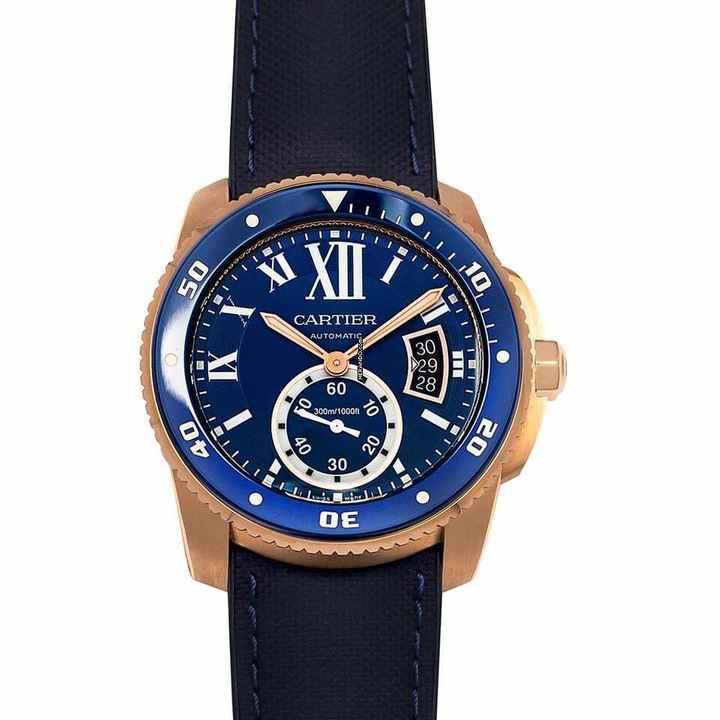  Cartier Calibre de Cartier Diver WGCA0009 - Calibre De Cartier Diver Automatic Blue Dial 18kt Rose Gold Men's Watch </h1> 