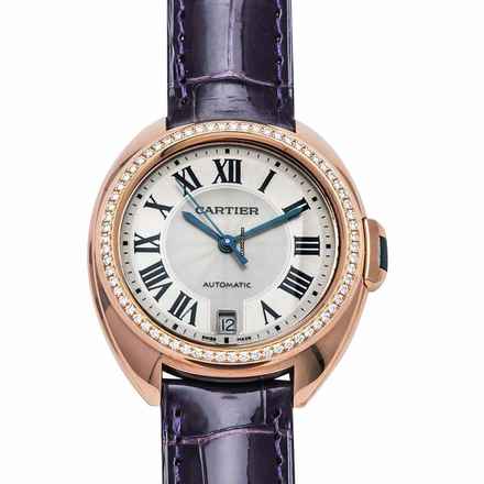  Cartier Clé de Cartier WJCL0013 - Cle Flinque Automatic Silver Dial 18kt Rose Gold Ladies Watch </h1> 