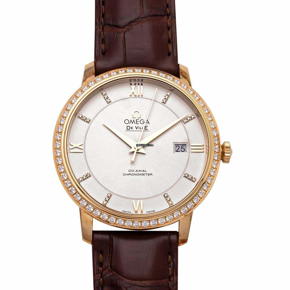  Omega De Ville Prestige 424.58.40.20.52.001 - De Ville Automatic Silver Dial 18kt Yellow Gold Men's Watch </h1> 