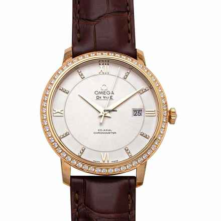  Omega De Ville Prestige 424.58.40.20.52.001 - De Ville Automatic Silver Dial 18kt Yellow Gold Men's Watch </h1> 