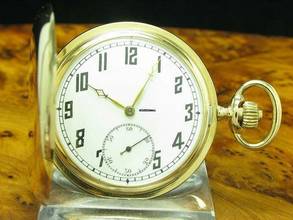 Thumbnail von Cyma 14kt 585 Gold Savonette Sprungdeckel Taschenuhr / Kaliber 970 </h1>