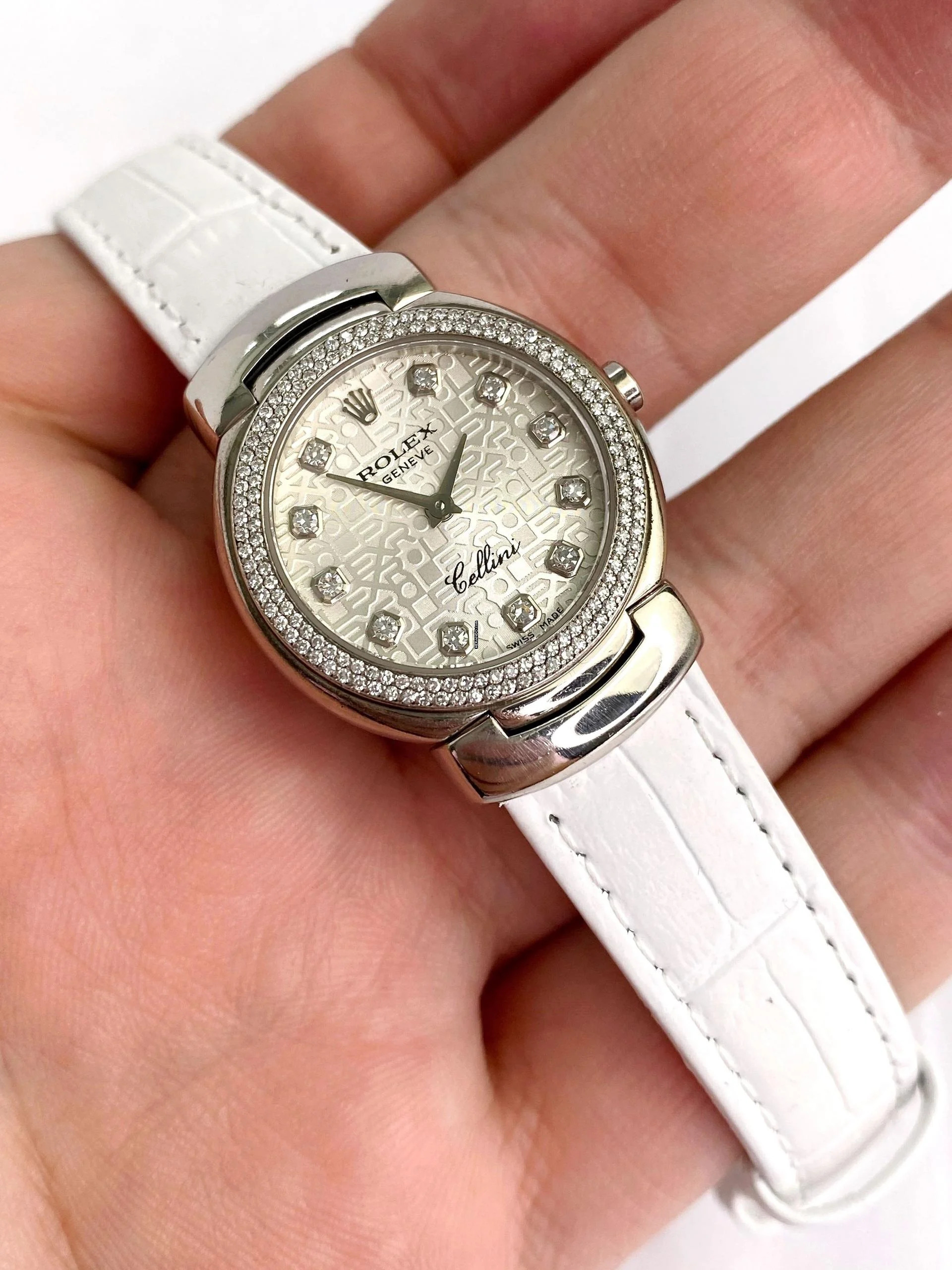  Rolex Cellini Quartz 18ct Vintage WHITE GOLD 6671 Diamond Lady Women 6671 </h1> 