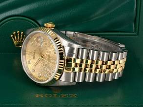 Thumbnail von Rolex Datejust 36 16233 Gold Jubilee Dial With Diamonds - Full Set 36mm