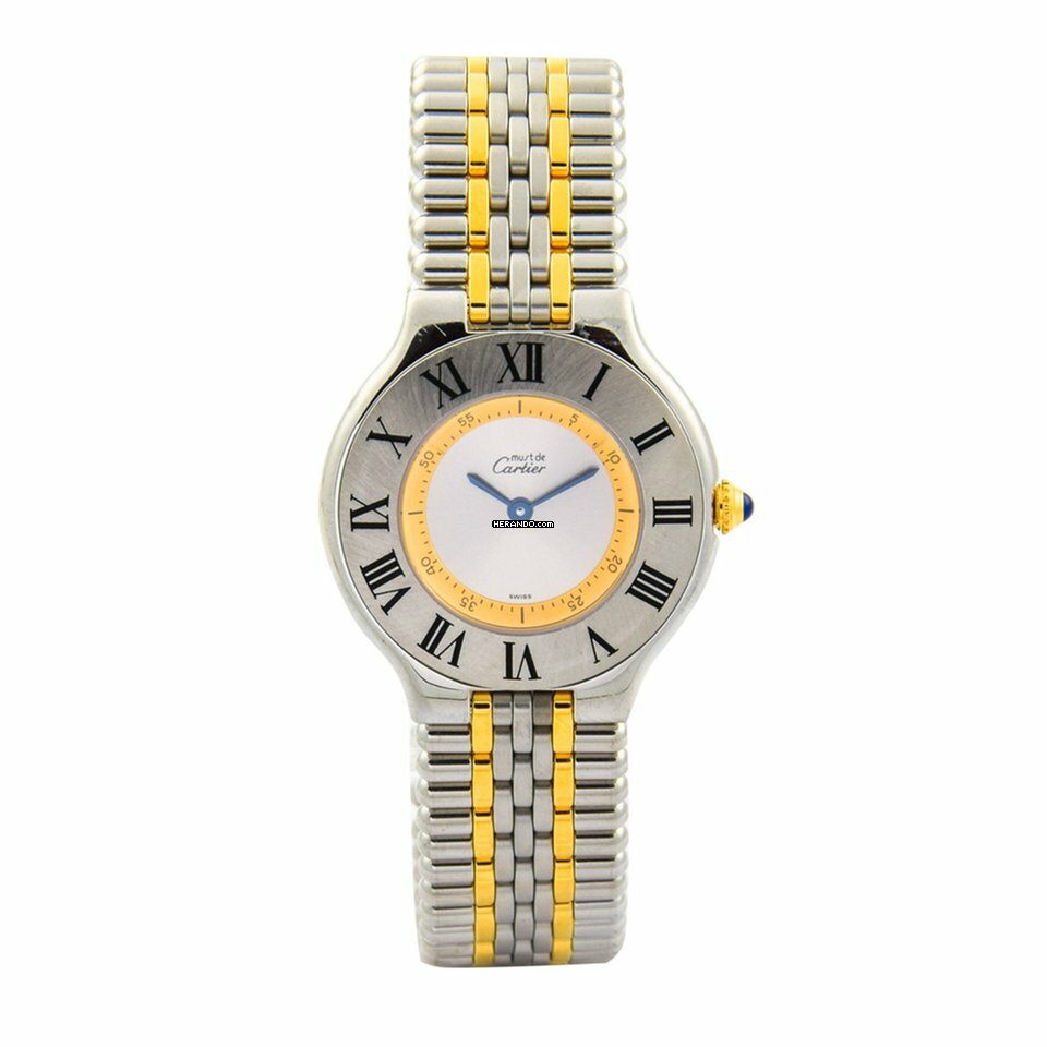Cartier 21 Must de Cartier Quarz Revision vergoldet Garantie 