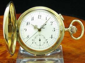Thumbnail von 14kt 585 Gold Savonette Taschenuhr Chronograph Viertel-repetition </h1>