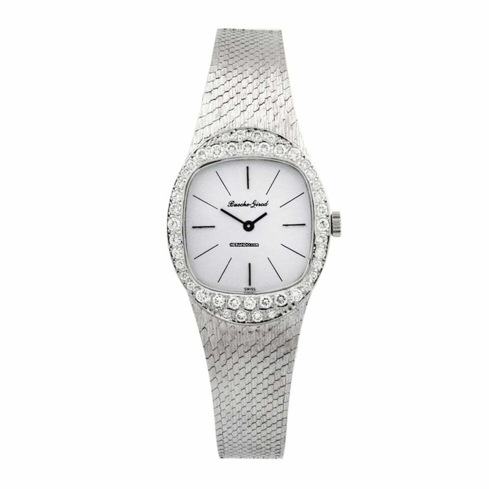 Beuche Girod 750 Weißgold 45 Brill. zus. ca. 0,65 ct TW/lupenrein Handaufzug 1970er Jahre Revision