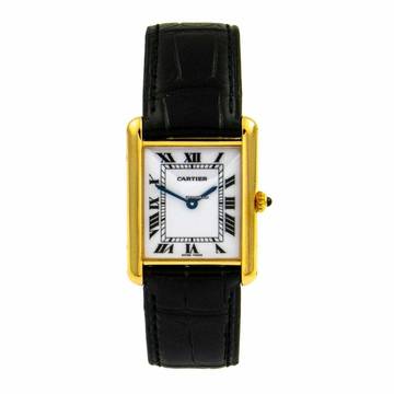 Cartier Tank Française Gold 750 18kt Leder Revison bei Cartier Garantie 