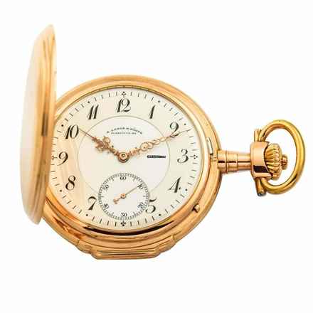 A. Lange & Söhne Louis XV Taschenuhr Gelbgold 1908 Archivauszug Revision beim Hersteller 