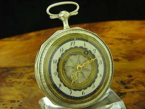 Thumbnail von 925 Silber Open Face Spindeltaschenuhr Schlüsselaufzug / Durchmesser 52,6 Mm </h1>