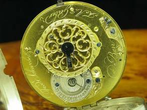 Thumbnail von 925 Silber Open Face Spindeltaschenuhr Schlüsselaufzug / Durchmesser 52,6 Mm </h1>