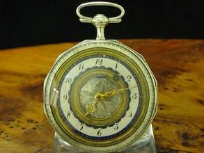 Thumbnail von 925 Silber Open Face Spindeltaschenuhr Schlüsselaufzug / Durchmesser 52,6 Mm </h1>