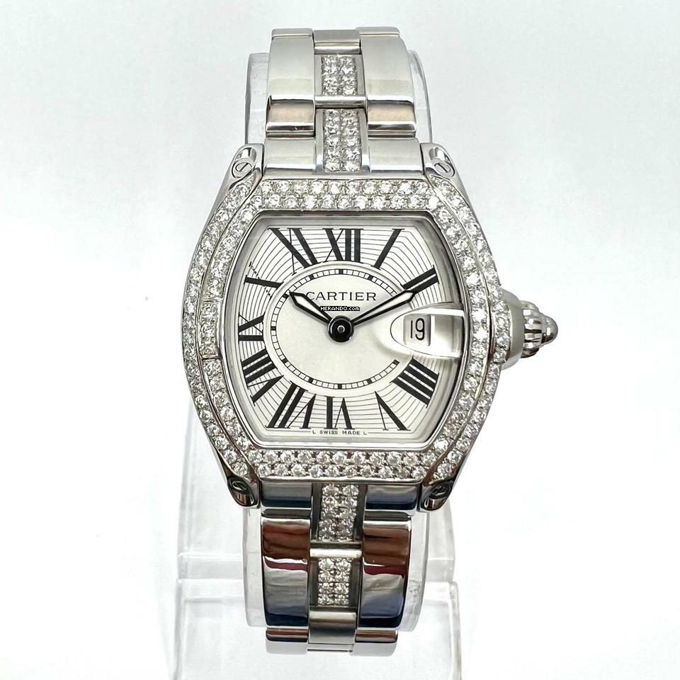 Cartier Roadster Quartz 31mm Steel 2.2TCW Diamond Watch </h1>