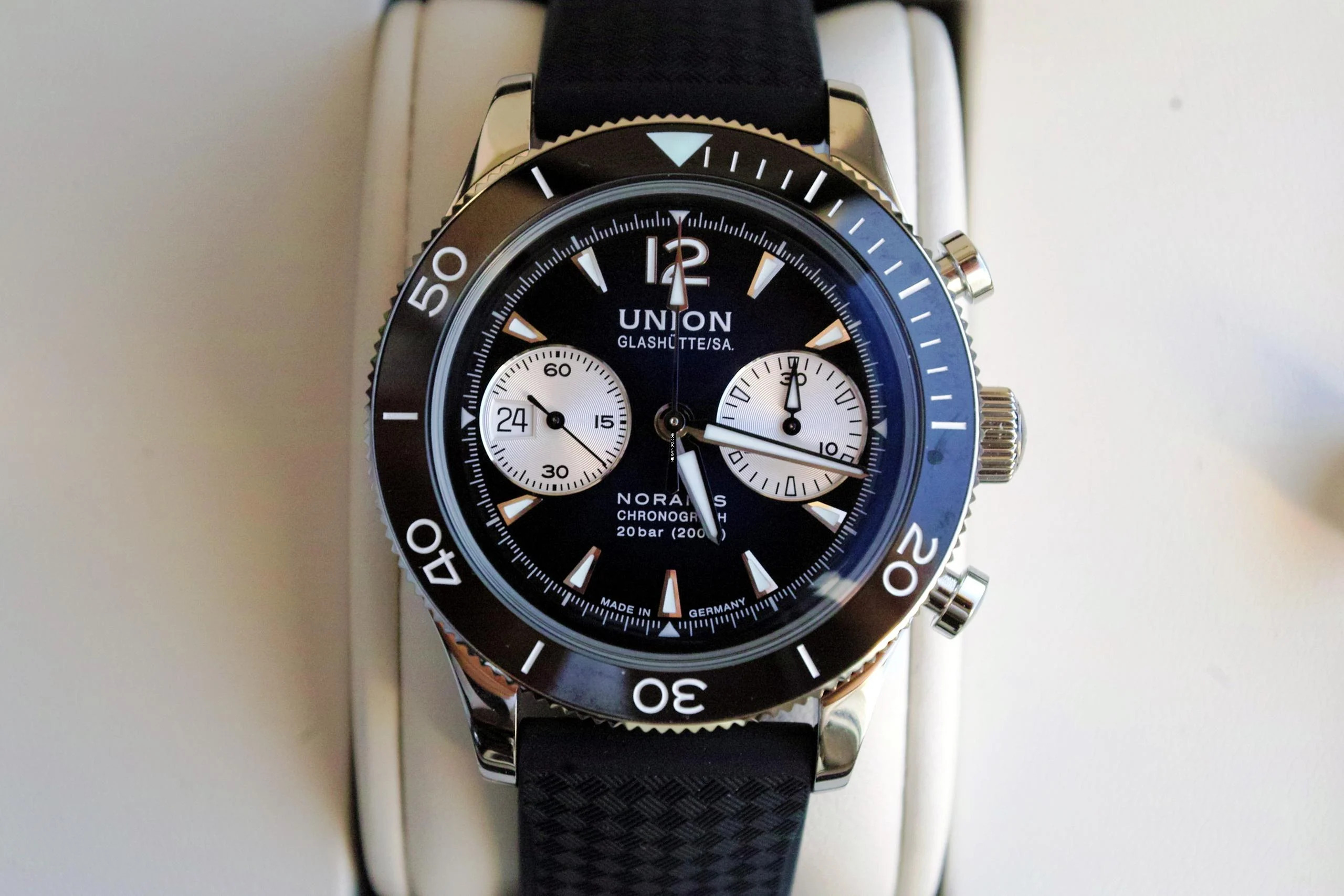 Union Glashütte Noramis Chronograph Sport Chronograph Blue NEW FULL SET  