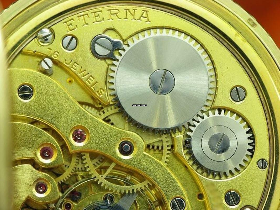 Thumbnail von Eterna Open Face 14kt 585 Gold Taschenuhr Chronometer / Kaliber 301 </h1>