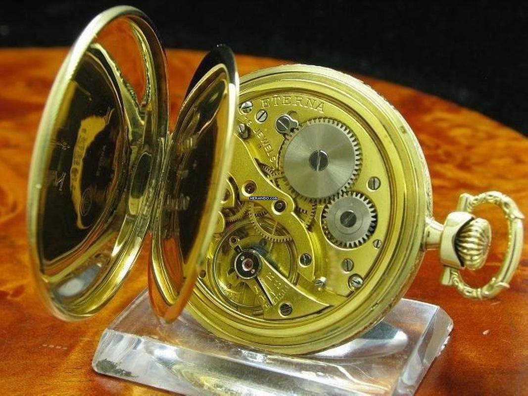 Thumbnail von Eterna Open Face 14kt 585 Gold Taschenuhr Chronometer / Kaliber 301 </h1>