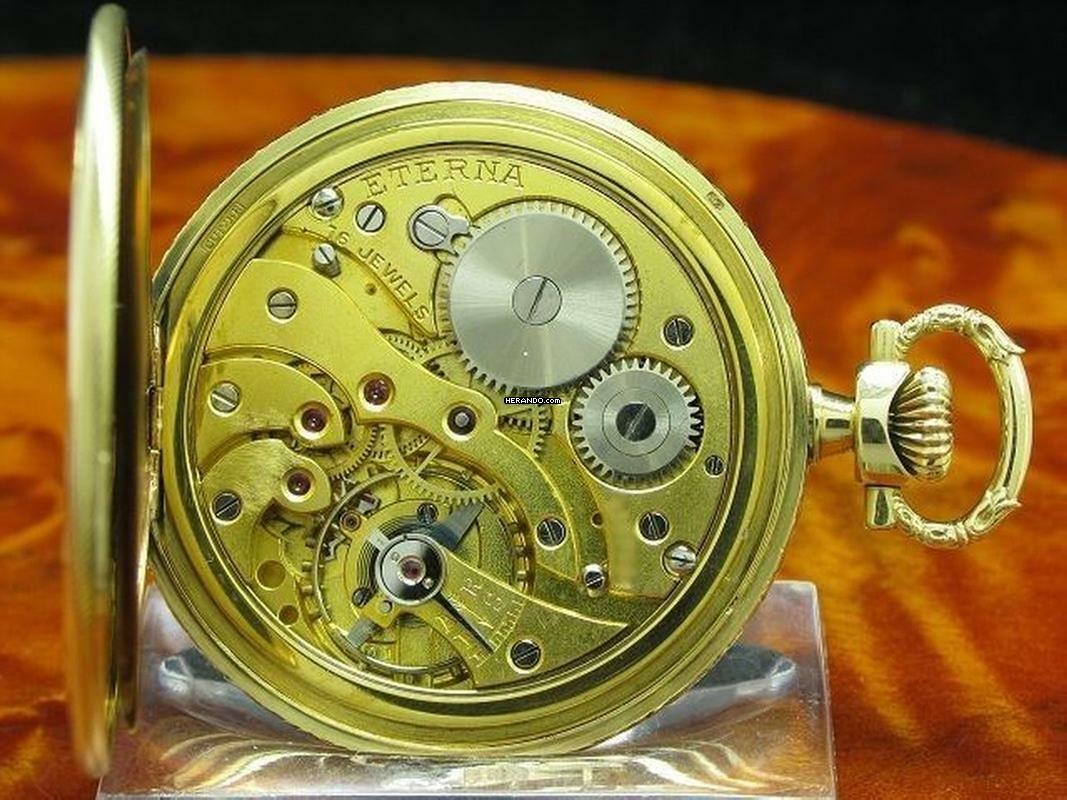 Thumbnail von Eterna Open Face 14kt 585 Gold Taschenuhr Chronometer / Kaliber 301 </h1>