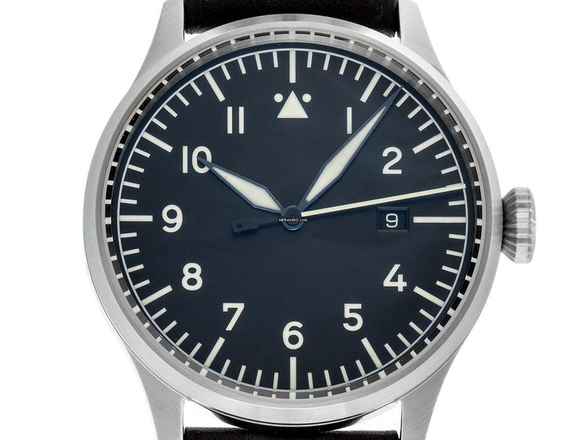  Laco Fliegeruhr Stuttgart Pro Stahl Automatik Armband Leder 43mm Ref.862141_686 Box&Pap. Full Set Neu 