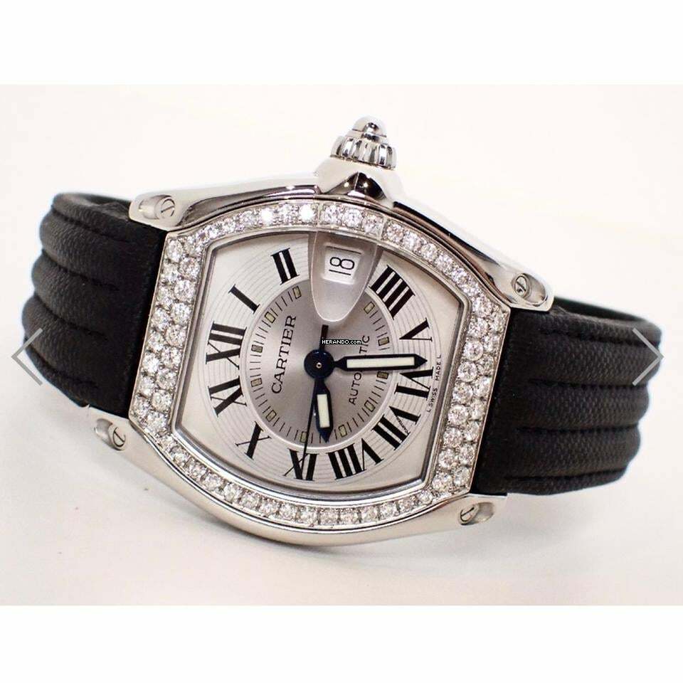  Cartier Roadster 2510 Automatic 38mm Steel ~1TCW DIAMOND Watch </h1> 