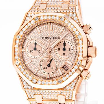  Audemars Piguet Royal Oak Chronograph 41 Chronograph Rose Gold ORIGINAL ICED OUT Diamonds 50th Anniversary 26242OR 