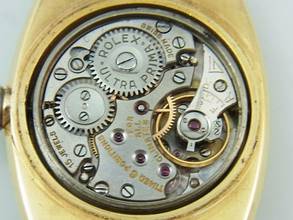 Thumbnail von Rolex Oyster Bubble Black 18k/750 Gold Handaufzug Kl. Sekunde Vintage Herrenuhr </h1>