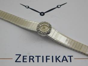 Thumbnail von Patek Philippe Damenuhr massiv 18 Karat Weißgold Handaufzug mit original Brillantbesatz </h1>