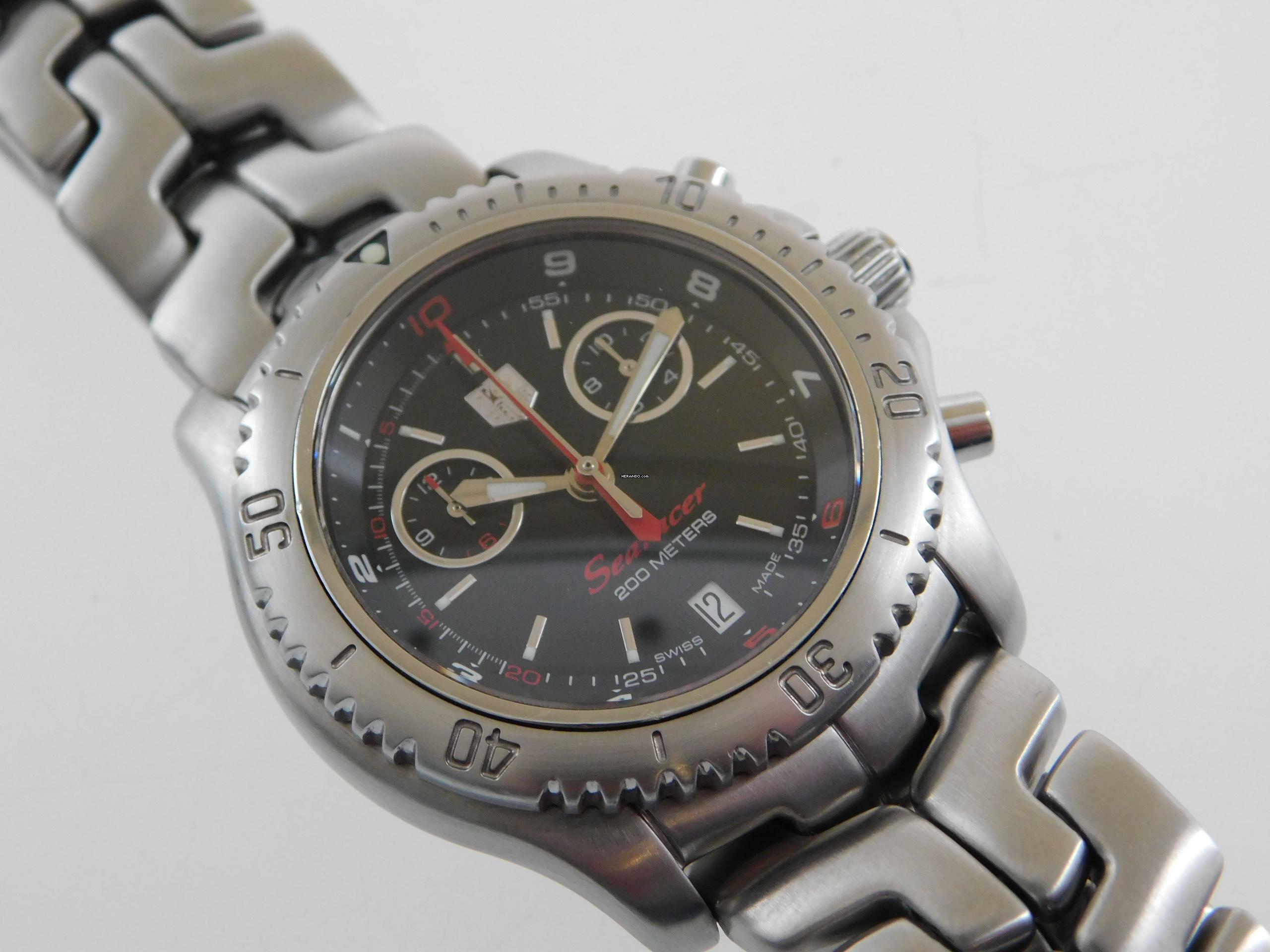 TAG Heuer Link Quarz Searacer Herrenuhr 42mm Chronograph mit Stahlband im Top Zustand </h1>