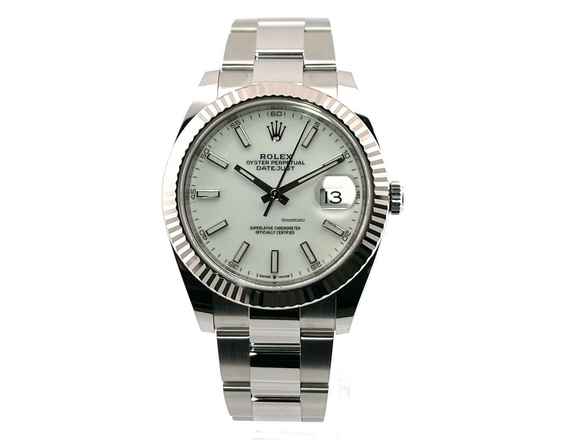  Rolex Datejust 41 Edelstahl Weißgold 126334 Weiß Index </h1> 