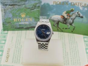 Thumbnail von Rolex Datejust 36 16234 Blue Index Dial With After Diamonds Bezel - Full Set 36mm
