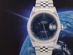 Thumbnail von Rolex Datejust 36 16234 Blue Index Dial With After Diamonds Bezel - Full Set 36mm