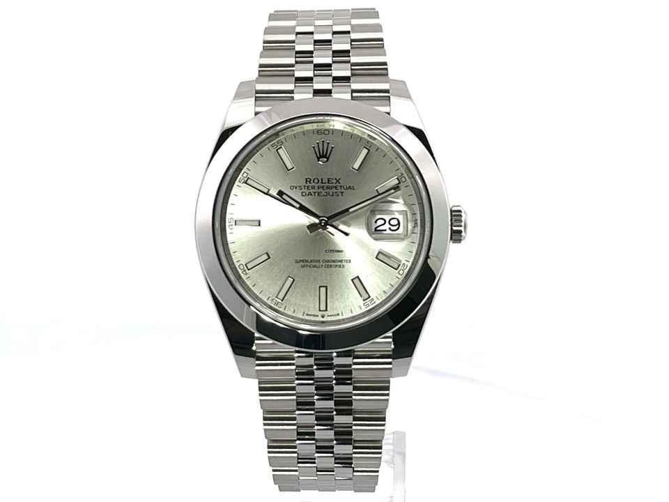  Rolex Datejust 41 Ref. 126300 Edelstahl Silber Index Jubile-Band  