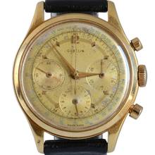 Thumbnail von Gübelin Chronograph Jumbo champagne dial valjoux 72 yellow gold 18KT 1950’s