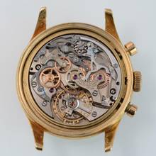 Thumbnail von Gübelin Chronograph Jumbo champagne dial valjoux 72 yellow gold 18KT 1950’s