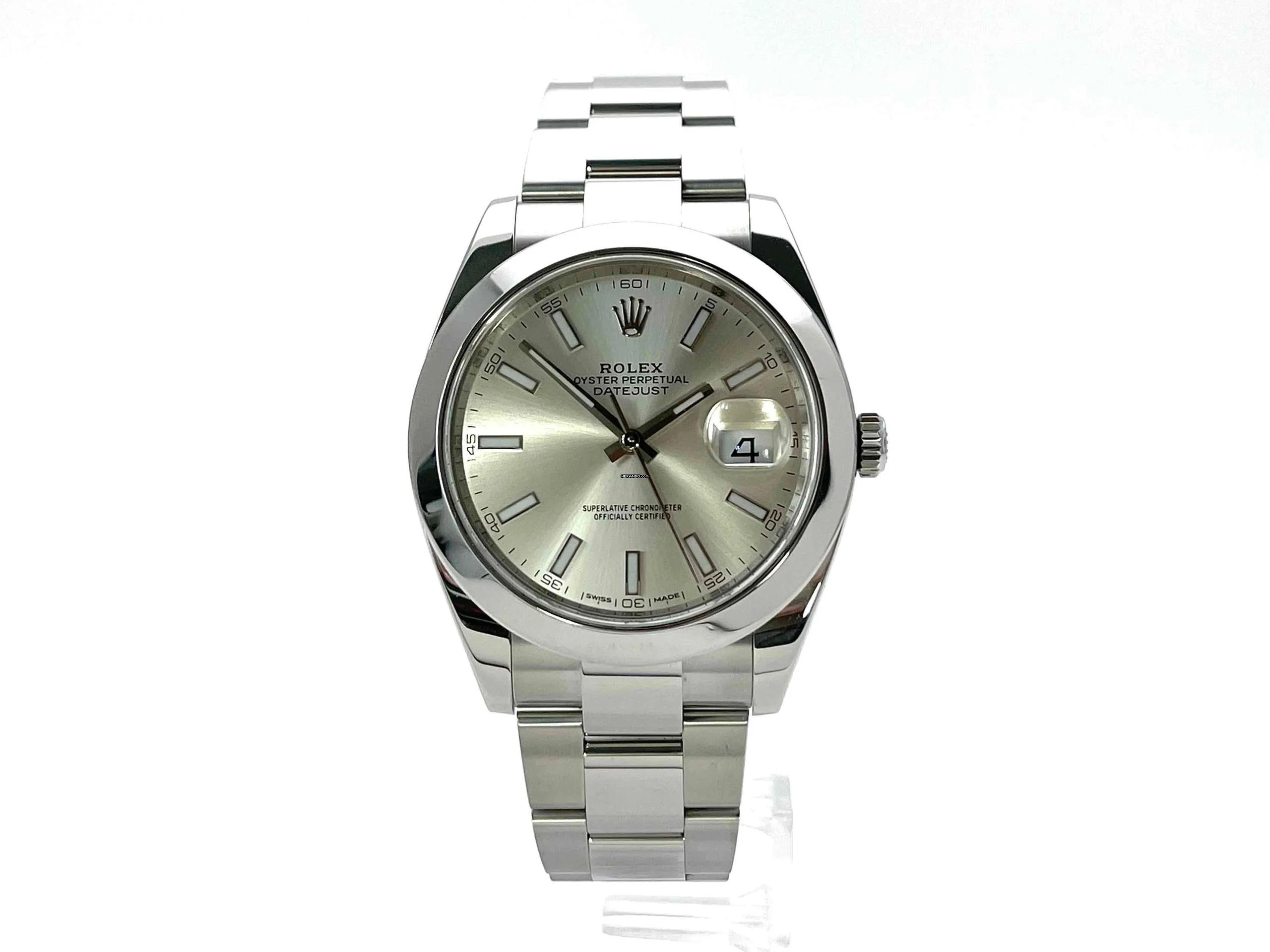  Rolex Datejust 41 Ref. 126300 Edelstahl Silber Index Oyster-Band  