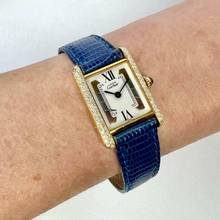 Thumbnail von Cartier Tank Quartz 21mm Goldplated Silver 0.65TCW Diamond Watch </h1>
