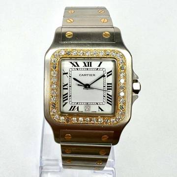  Cartier Santos Galbée 29mm Quartz 2 Tone 0.85TCW Diamond Watch </h1> 