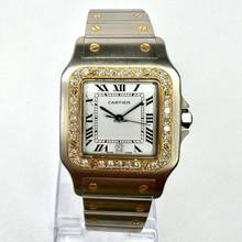 Thumbnail von Cartier Santos Galbée 29mm Quartz 2 Tone 0.85TCW Diamond Watch </h1>