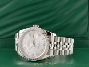 Thumbnail von Rolex Datejust 36 116234 Silver Roman Dial With After Diamonds Bezel - Full Set 36mm </h1>