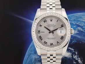 Thumbnail von Rolex Datejust 36 116234 Silver Roman Dial With After Diamonds Bezel - Full Set 36mm </h1>
