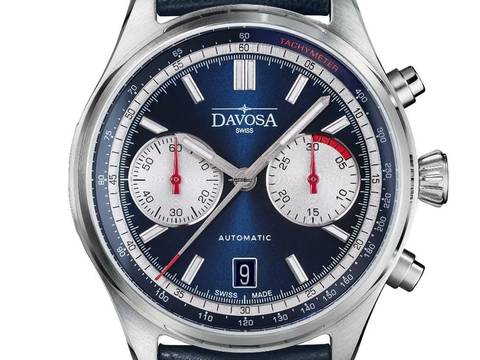  Davosa Newton Pilot Rally Chronograph Stahl Automatik Armband Leder limitiert Ref.161.536.45 Full Set Neu 