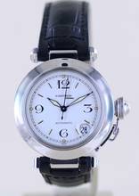 Thumbnail von Cartier Pasha C Date Automatic Stahl Klassiker Luxusuhr white arabic dial 35mm rar </h1>