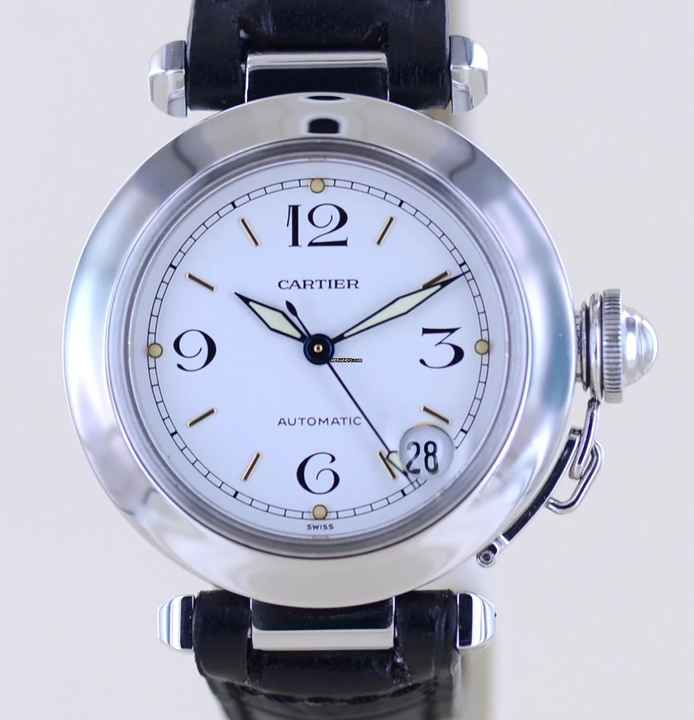  Cartier Pasha C Date Automatic Stahl Klassiker Luxusuhr white arabic dial 35mm rar </h1> 