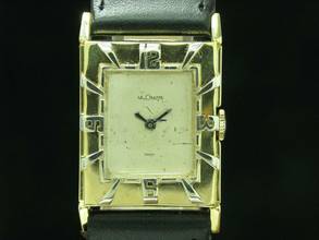 Thumbnail von Jaeger-LeCoultre Tank 14kt Gold Handaufzug Herrenuhr / Art Deco / Kaliber 438/4cw </h1>
