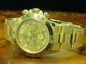 Thumbnail von Rolex Daytona Cosmograph 18kt Gold Automatic Herrenuhr / Diamond Dial / 116528h </h1>