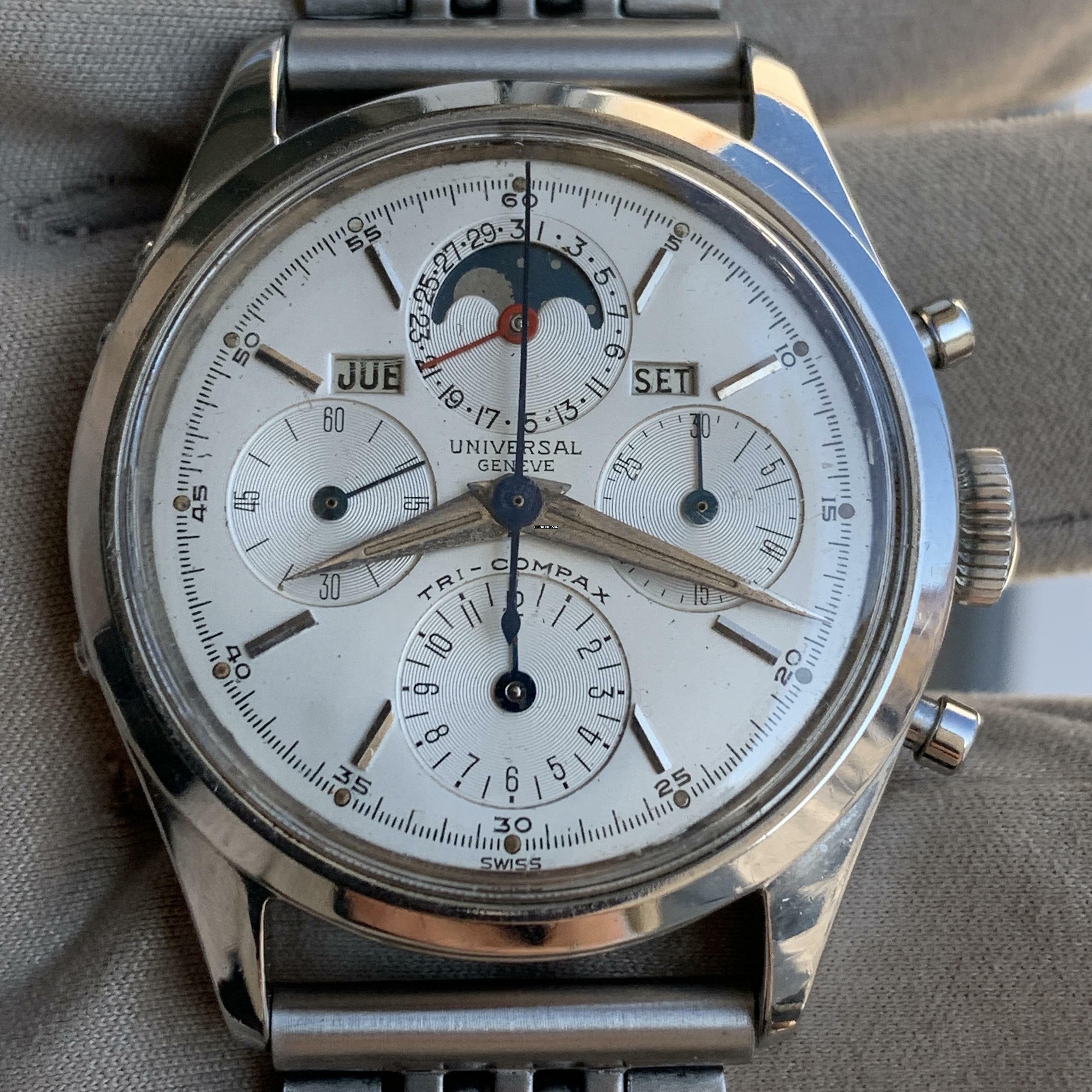 Thumbnail von Universal Genève Tri-Compax Chronograph 22297-3 Tri-Compax full calendar Moonphase TOP Condition 1958's </h1>