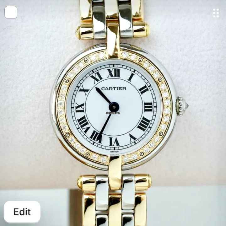  Cartier Panthère VENDOME 24mm Quartz 3 Row Gold 0.30TCW Diamond Watch </h1> 